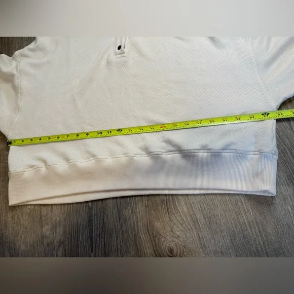 American Eagle Oatmeal Beige Long Sleeve 1/4 Button Front Cropped Sweater Large - Picture 3 of 7